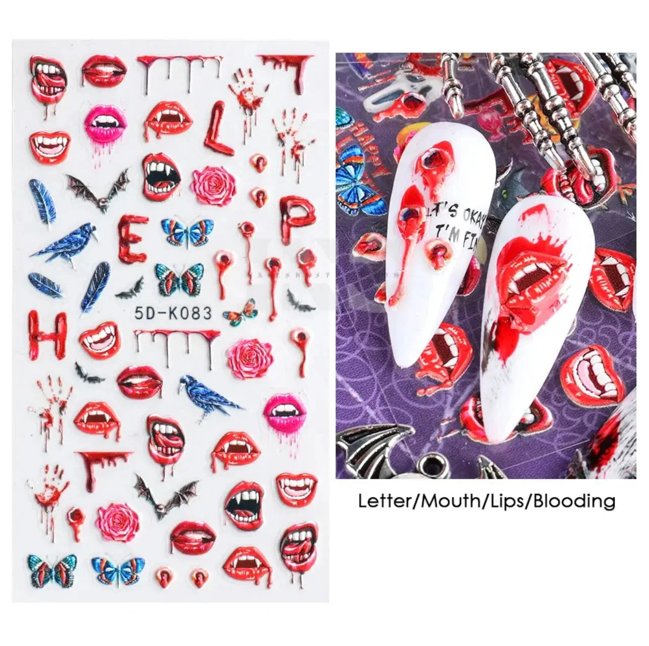 Design Nail Sticker 5D Art - Halloween K083 - Image 2