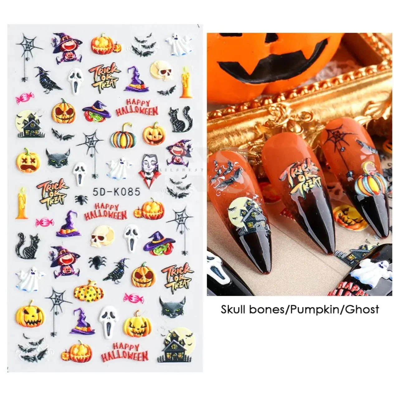 Design Nail Sticker 5D Art - Halloween K085 - Image 2