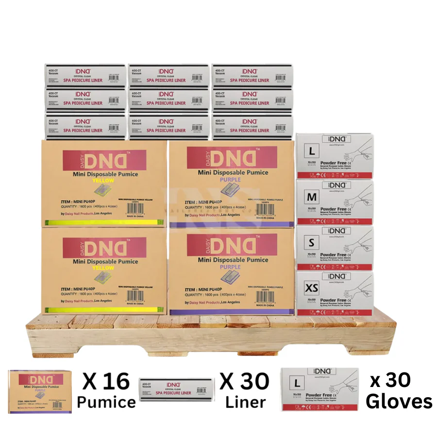 DND Pedi Liner (30 Boxes) Pumice (16 Boxes) Gloves (30 Boxes) PALLET (W2) Mix #1 - Image 2