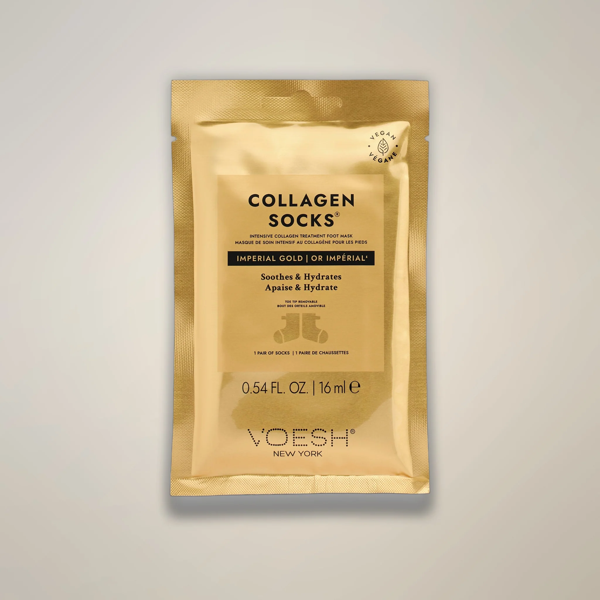 VOESH Collagen Mask Socks - Imperial 24k Gold Single